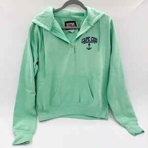 Austins Inc Cape Cod Massachusetts Hoodie Mint Green Button Henley Sweatshirt L